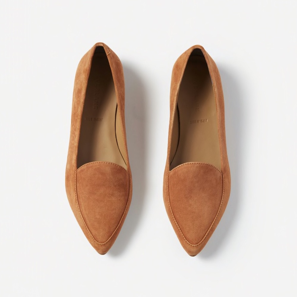 Everlane The Modern Point Loafer in Cognac Suede
